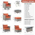 XIZZI 16-piece Outdoor Patio Wicker Furniture Sectional Set with Fire Pit