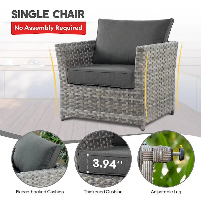 XIZZI 16-piece Outdoor Patio Wicker Furniture Sectional Set with Fire Pit