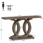 55 Inch Console Table with Geometric Base Wooden Hallway Table Vintage
