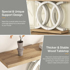 55 Inch Console Table with Geometric Base Wooden Hallway Table Vintage