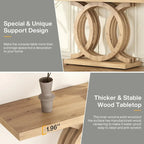 55 Inch Console Table with Geometric Base Wooden Hallway Table Vintage