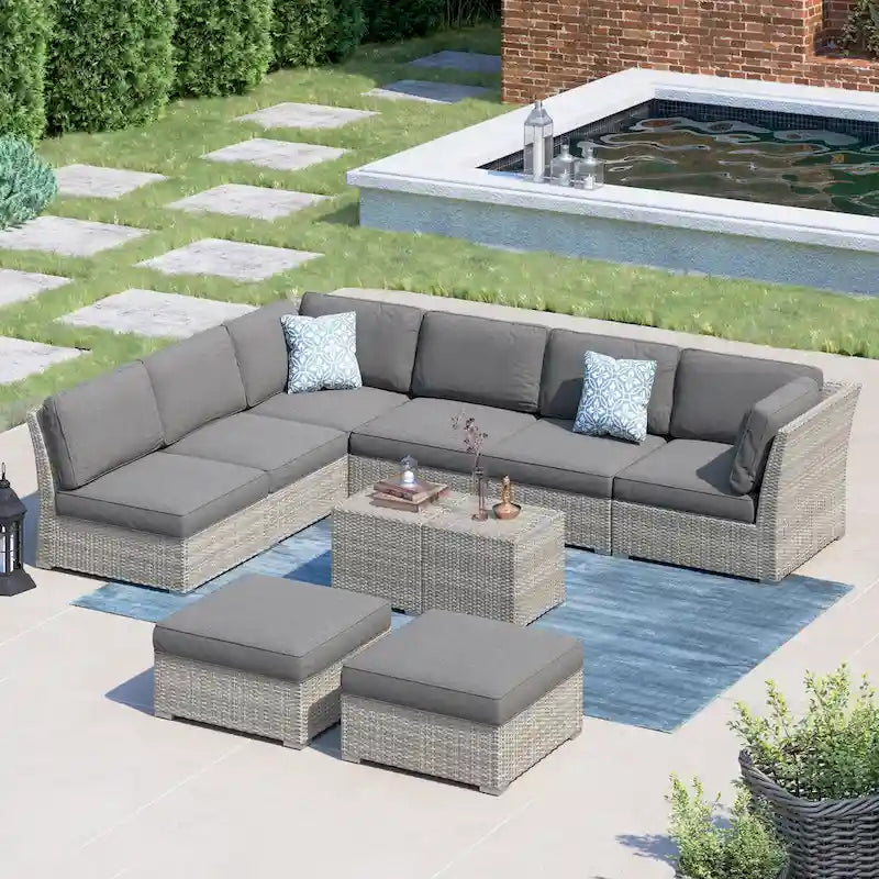 Corvus Oreanne 10-piece Brown Wicker Patio Furniture Set