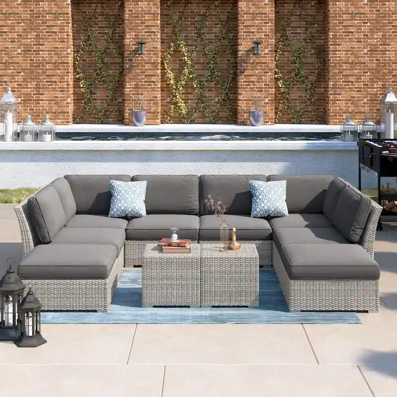 Corvus Oreanne 10-piece Brown Wicker Patio Furniture Set