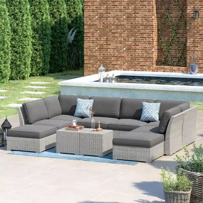 Corvus Oreanne 10-piece Brown Wicker Patio Furniture Set