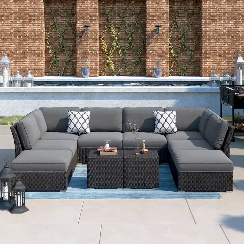 Corvus Oreanne 10-piece Brown Wicker Patio Furniture Set