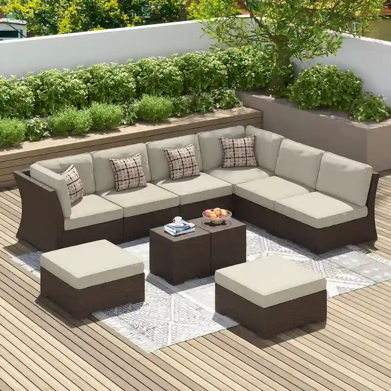 Corvus Oreanne 10-piece Brown Wicker Patio Furniture Set