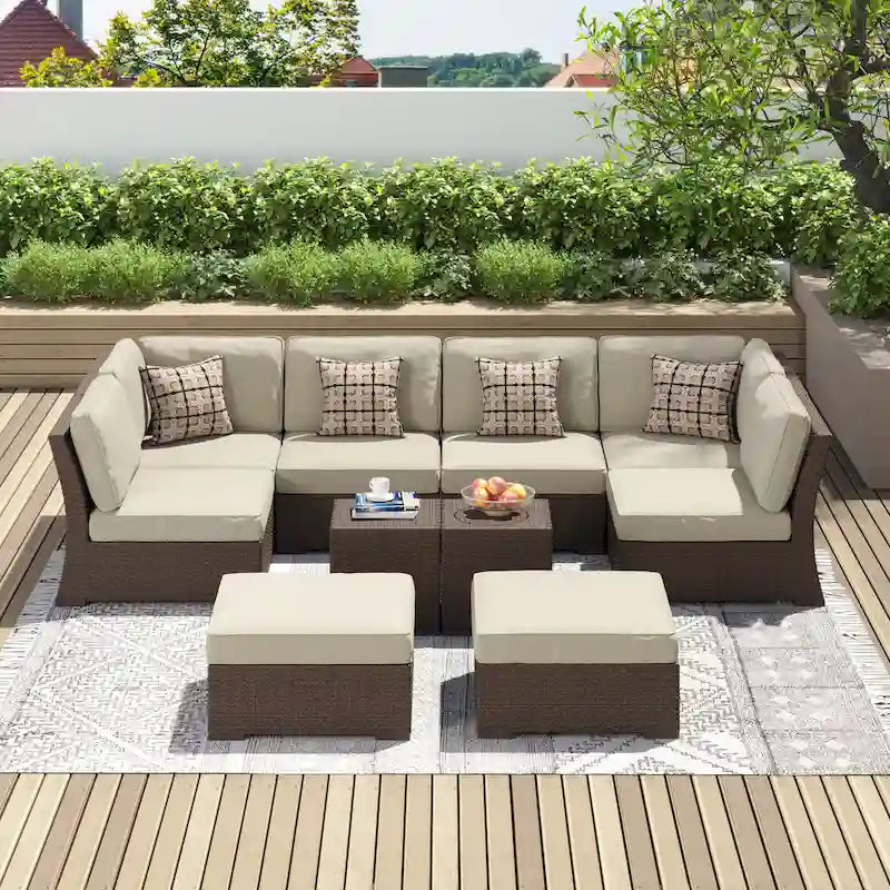 Corvus Oreanne 10-piece Brown Wicker Patio Furniture Set