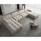 Modern U-Shaped Velvet Upholstered Modular Sectional Sofa 6-seater Extra Wide Chaise Lounge Couch for Living Room