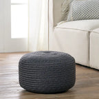 Jaipur Living Saba Solar Round Indoor/Outdoor Polyester Pouf Ottoman/Foot Stool - 18X18X12