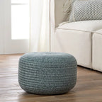 Jaipur Living Saba Solar Round Indoor/Outdoor Polyester Pouf Ottoman/Foot Stool - 18X18X12