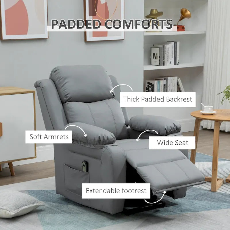 HOMCOM Living Room Power Lift Chair, PU Leather Electric Recliner Sofa Chair for Elderly with Remote Control