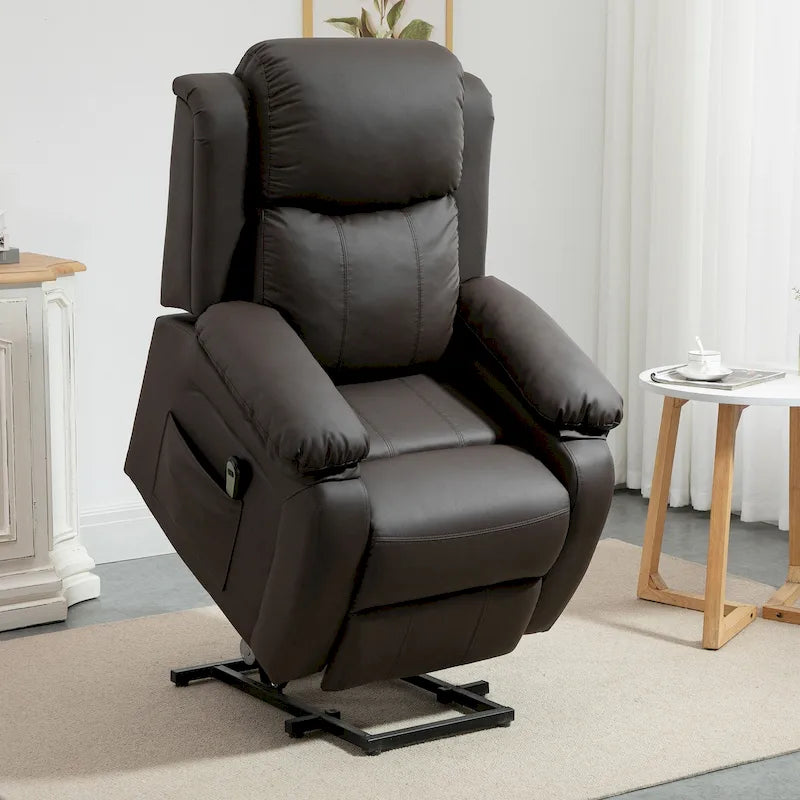 HOMCOM Living Room Power Lift Chair, PU Leather Electric Recliner Sofa Chair for Elderly with Remote Control
