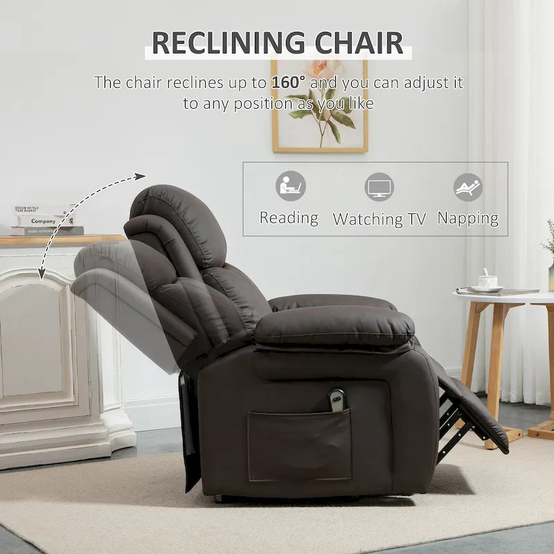 HOMCOM Living Room Power Lift Chair, PU Leather Electric Recliner Sofa Chair for Elderly with Remote Control