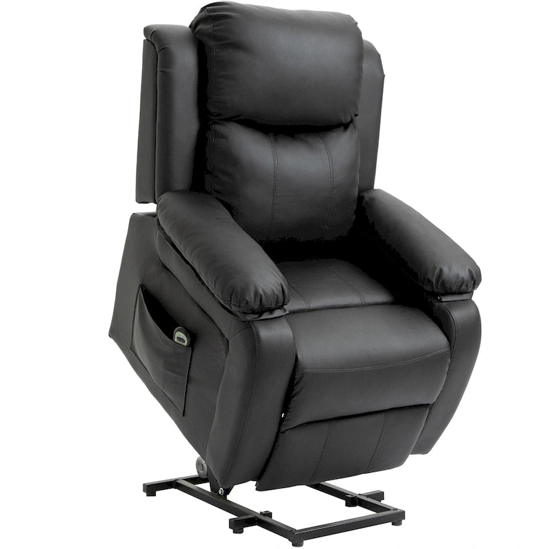 HOMCOM Living Room Power Lift Chair, PU Leather Electric Recliner Sofa Chair for Elderly with Remote Control