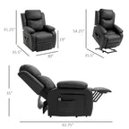 HOMCOM Living Room Power Lift Chair, PU Leather Electric Recliner Sofa Chair for Elderly with Remote Control