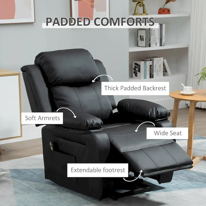 HOMCOM Living Room Power Lift Chair, PU Leather Electric Recliner Sofa Chair for Elderly with Remote Control