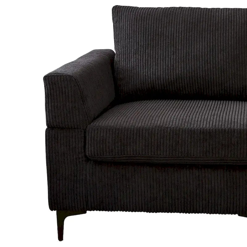 HOOOWOOO Living Room L-Shaped Polyester Fabric Reversible Chaise Sofa