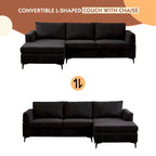 HOOOWOOO Living Room L-Shaped Polyester Fabric Reversible Chaise Sofa