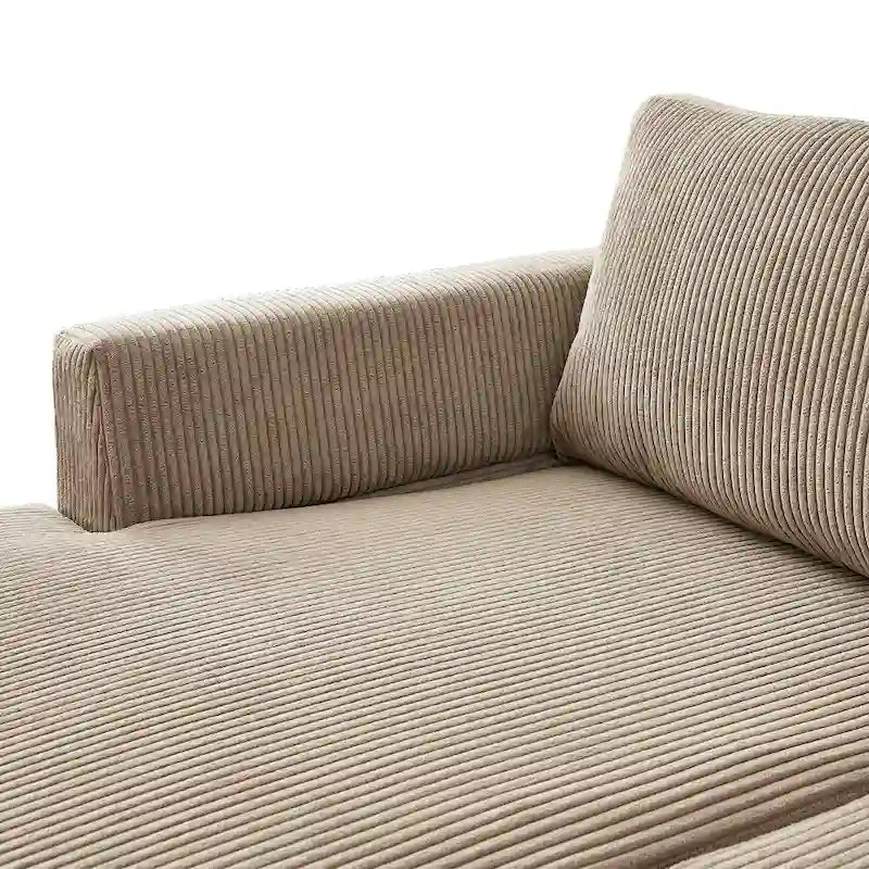 HOOOWOOO Living Room L-Shaped Polyester Fabric Reversible Chaise Sofa