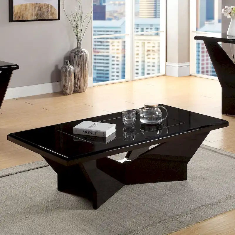Tavolino da caffè Ameena con piano in vetro contemporaneo di Furniture of America