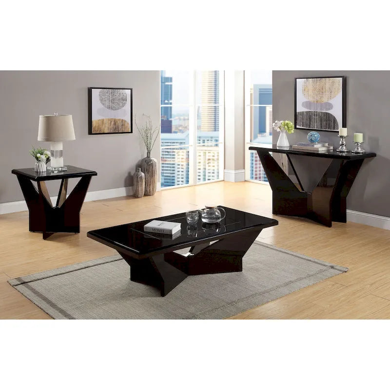 Tavolino da caffè Ameena con piano in vetro contemporaneo di Furniture of America