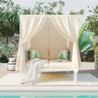 Outdoor Patio Sunbed Daybed with Curtains,Suitable for Garden,Swiming Pool