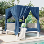 Outdoor Patio Sunbed Daybed with Curtains,Suitable for Garden,Swiming Pool