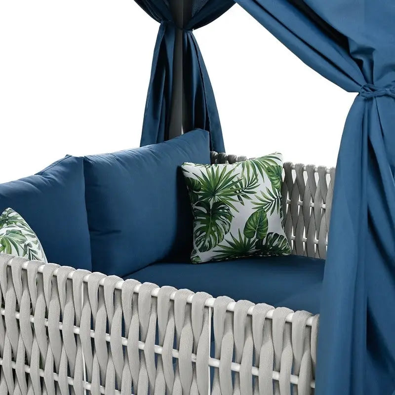 Outdoor Patio Sunbed Daybed with Curtains,Suitable for Garden,Swiming Pool