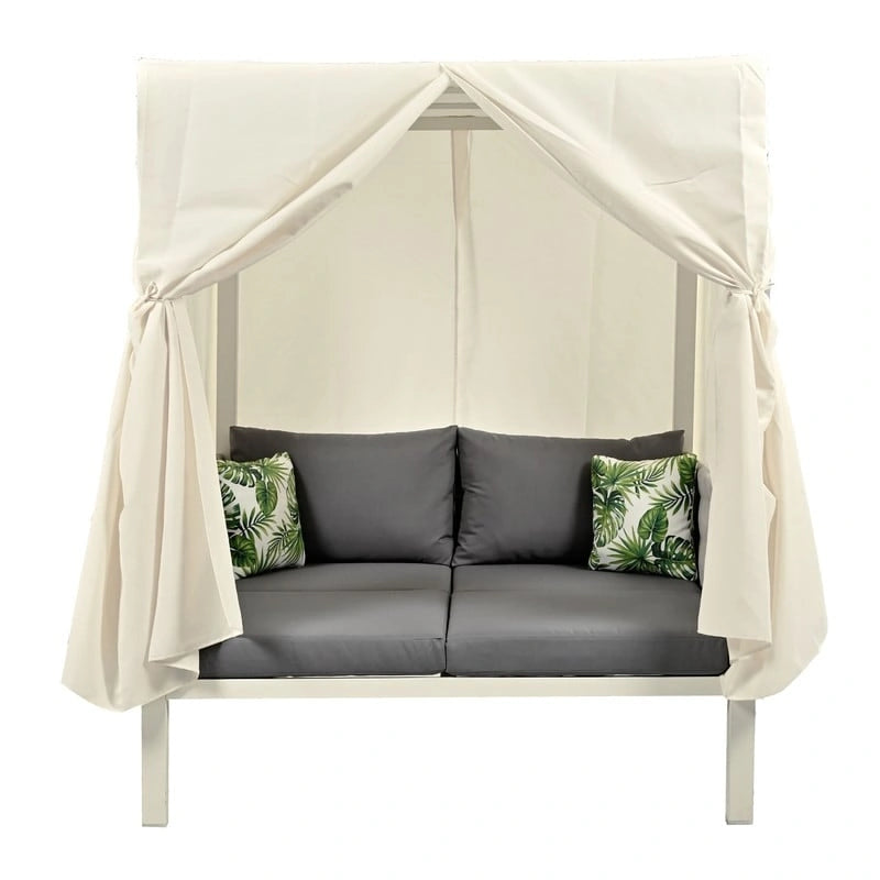 Outdoor Patio Sunbed Daybed with Curtains,Suitable for Garden,Swiming Pool