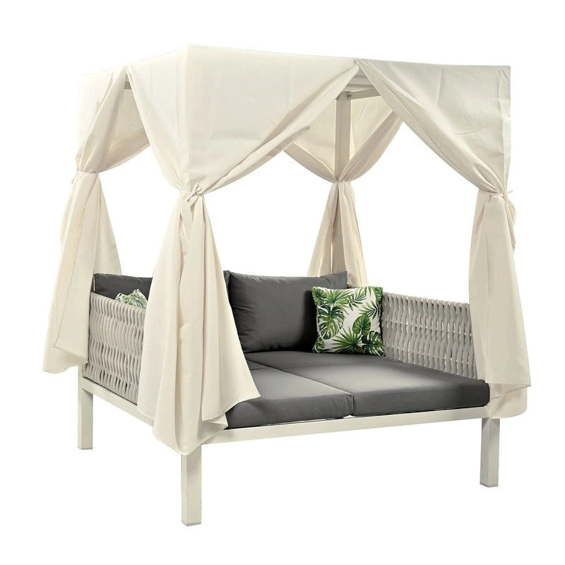 Outdoor Patio Sunbed Daybed with Curtains,Suitable for Garden,Swiming Pool
