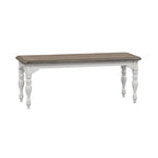Magnolia Manor Antique White Weathered Bark 6 Piece Leg Table Set