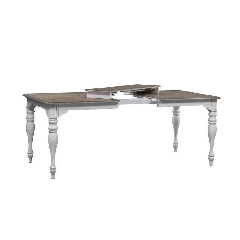 Magnolia Manor Antique White Weathered Bark 6 Piece Leg Table Set