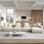 180 Leathaire Upholstered Sofa Modular Sectional Sofa with Ottoman