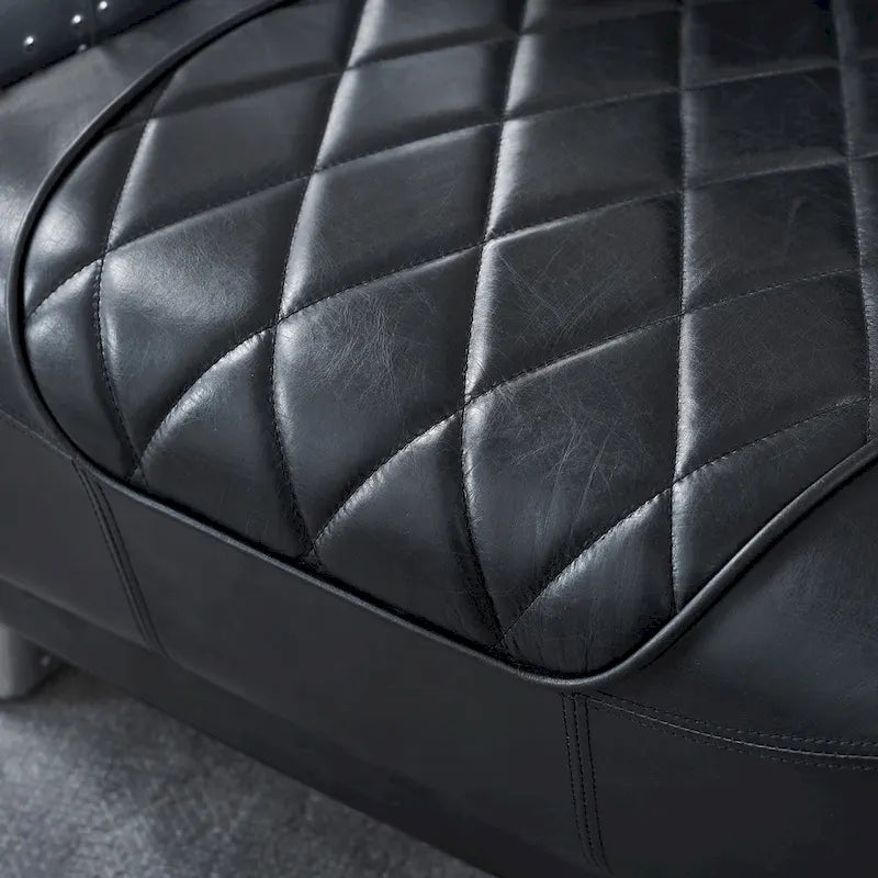 Art Leon IndustrIal Retro Top Grain Leather & Aluminum Accent Chair