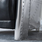 Art Leon IndustrIal Retro Top Grain Leather & Aluminum Accent Chair