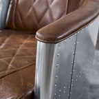 Art Leon IndustrIal Retro Top Grain Leather & Aluminum Accent Chair