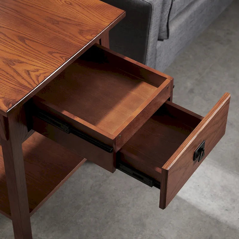 Leick Home Solid Wood Mission End Table with Drawer