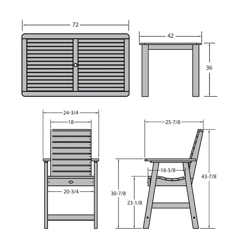 Weatherly 7-piece Outdoor Dining Set - 42 x 72 Table, Counter-height