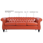 84.65 Chesterfield Tufted Faux Leather Sofa with Rolled Arms