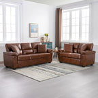 Morden Fort Upholstered Living Room Set, 2 Pieces, Faux Leather Loveseat and Sofa