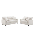 Morden Fort Upholstered Living Room Set, 2 Pieces, Faux Leather Loveseat and Sofa