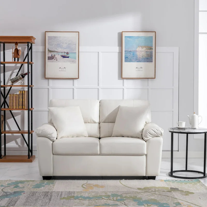 Morden Fort Upholstered Living Room Set, 2 Pieces, Faux Leather Loveseat and Sofa