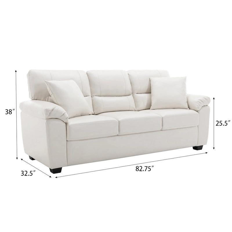 Morden Fort Upholstered Living Room Set, 2 Pieces, Faux Leather Loveseat and Sofa