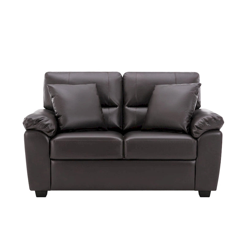 Morden Fort Upholstered Living Room Set, 2 Pieces, Faux Leather Loveseat and Sofa