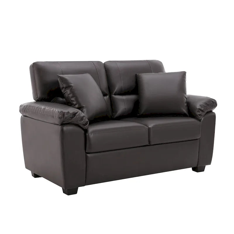 Morden Fort Upholstered Living Room Set, 2 Pieces, Faux Leather Loveseat and Sofa