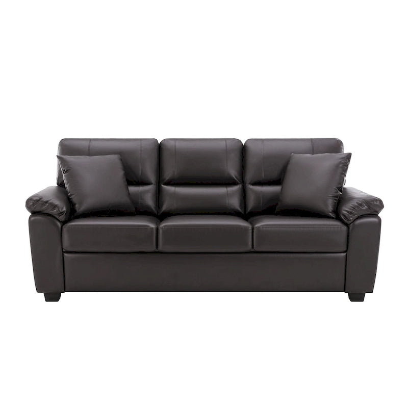 Morden Fort Upholstered Living Room Set, 2 Pieces, Faux Leather Loveseat and Sofa