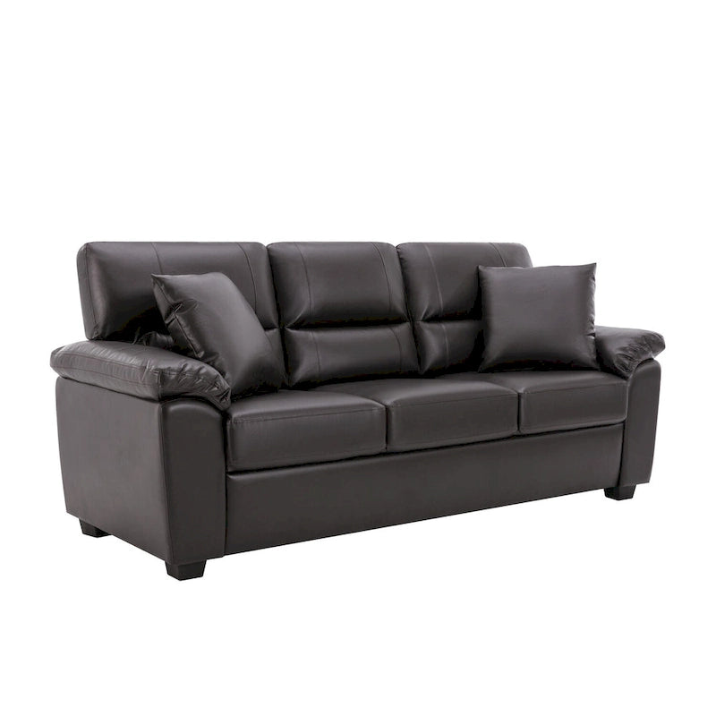 Morden Fort Upholstered Living Room Set, 2 Pieces, Faux Leather Loveseat and Sofa