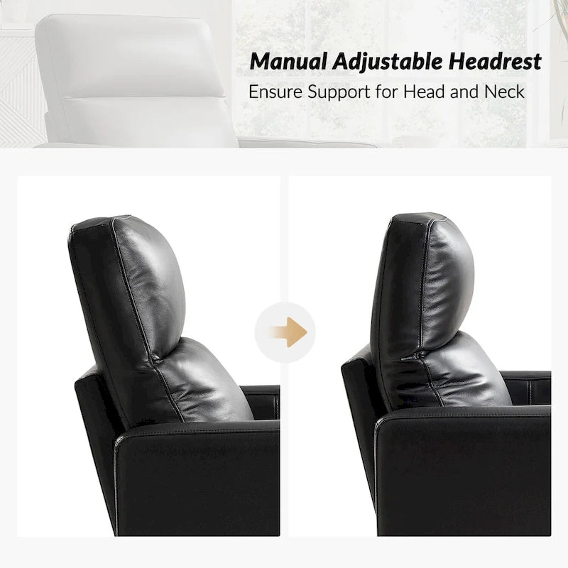 Josefa Modern Genuine Leather Swivel Rocker Recliner by Hulala Home