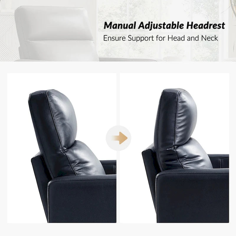 Josefa Modern Genuine Leather Swivel Rocker Recliner by Hulala Home