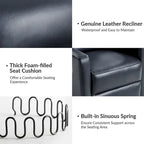 Josefa Modern Genuine Leather Swivel Rocker Recliner by Hulala Home
